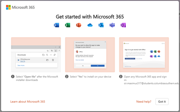 Choose download location for Office 365