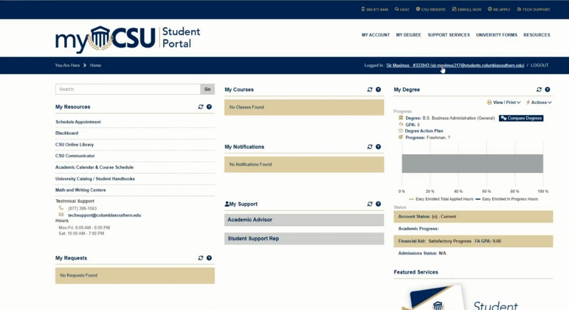 myCSU Student Home Page