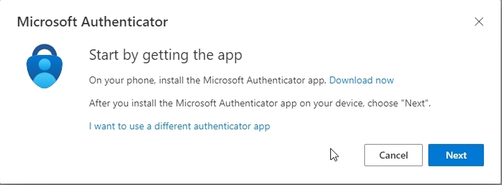 Download MS Authenticator App.